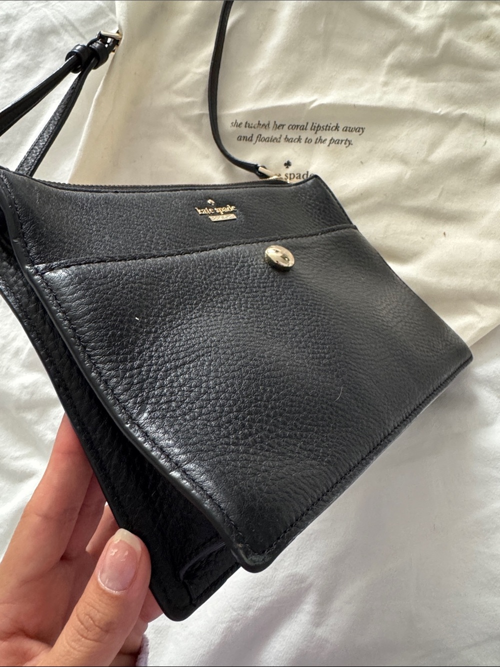 kate spade Black Pebbled Leather Crossbody with Gold Hardware - Picture 4 of 16